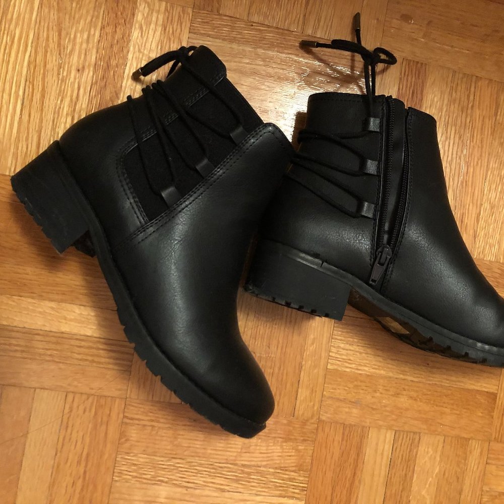 Call It Spring Black Vegan Ankle Boots Size 6 Women's